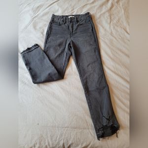 Good American 6/28 High Waist Ankle Crop Black Denim Jean